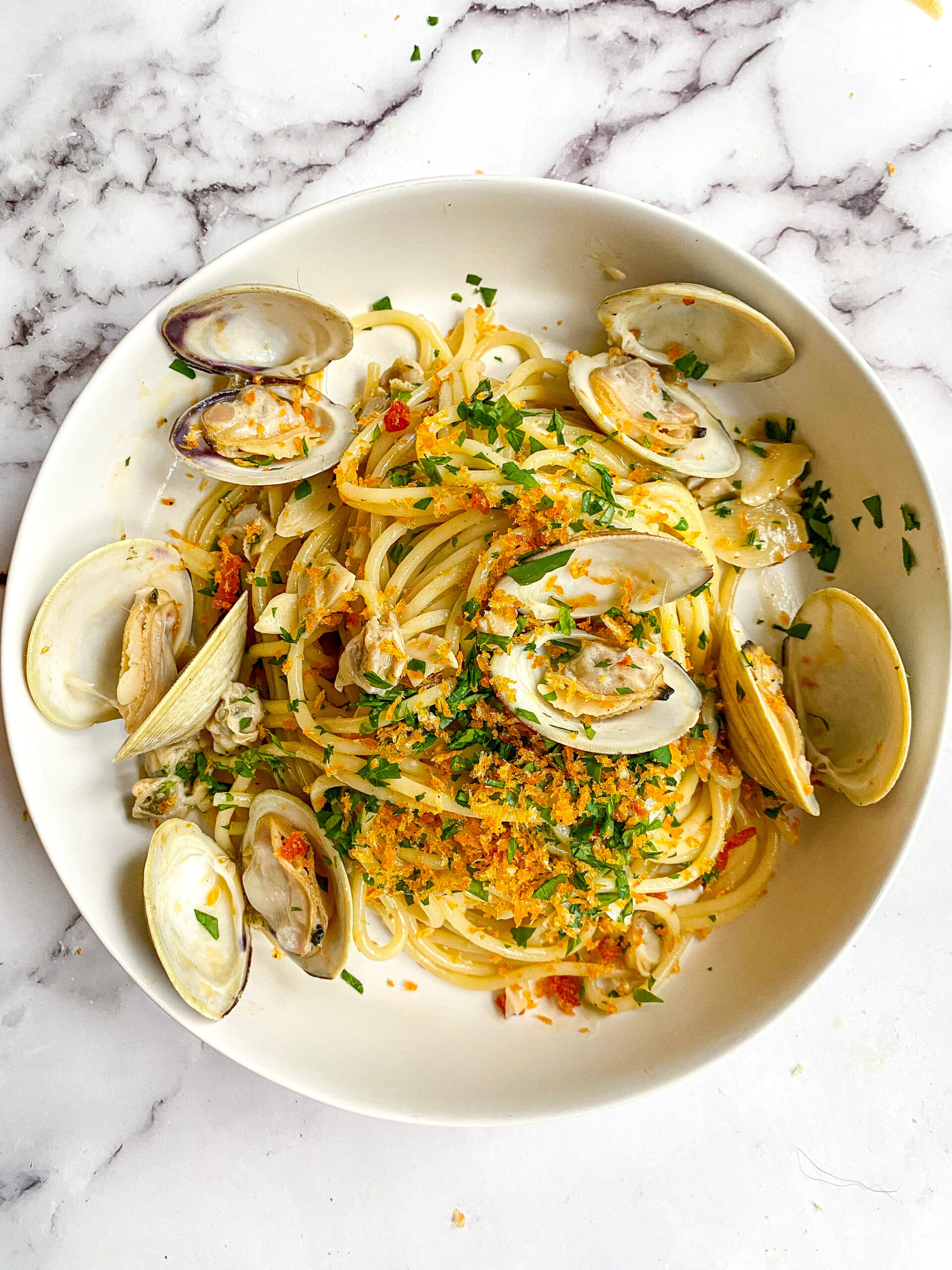 Spicy Spaghetti And Clams With Chili Garlic Breadcrumbs - Wishbone Kitchen